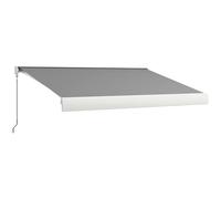 Outsunny Store banne motorisé, Store banne électrique, 4 x 3 m, Angle réglable 14°-30°, avec télécommande et manivelle Manuelle, en Aluminium et Polyester de 270g/m² Protection Solaire, Gris Clair