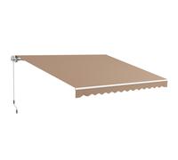Outsunny Store banne pour extérieur enroulable à bras avec ouverture à manivelle, 350x250 cm, Marron