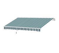 Outsunny Store Banne, Protection Solaire, Rétractable, avec Manivelle, Cadre Métallique, Polyester, Blanc + Vert, 3,95 x 2,45 m