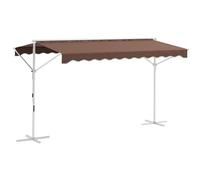Outsunny Store de jardin autoportant, 4 x 3 m, avec bras pliant, manivelle, protection solaire, toit de terrasse, pour extérieur, jardin, terrasse, café