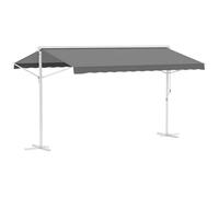 Outsunny Store Double Pente Manuel rétractable Inclinaison réglable Acier époxy Blanc Polyester imperméabilisé Anti-UV Gris dim. 4,50L x 3,40l x 2,55H m
