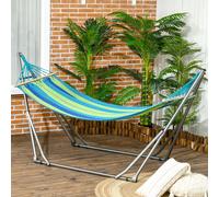 Outsunny Support avec Hamac Autoportant Pliable en Coton et Acier, 270x100x94cm