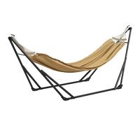 Outsunny Support hamac pliable 2-en-1 (chaise/hamac) métal 263x89x100 cm beige