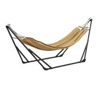 Outsunny Support hamac pliable 2-en-1 (chaise/hamac) métal 263x89x100 cm beige