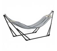 Outsunny Support avec Hamac Pliable en Acier, Support 2 en 1 pour Hamac ou Chaise Suspendue, Sac de Transport Inclus, 268 x 89 x 100 cm, Gris