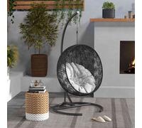 Outsunny Support de fauteuil suspendu, support chaise suspendue avec base ronde, cadre en métal robuste, Ø 102 x 195 cm, noir