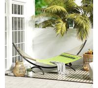Outsunny Support de hamac en métal avec roues, pied de hamac charge maximale 150 kg avec chaînes, crochets, pour extérieur et intérieur, 337 x 118 x 118 cm noir Descriptions Longues:Découvrez le suppo