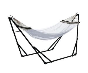 Outsunny Support de hamac jusqu'à 120 kg Acier 263x89x100 cm Noir | Cadre de chaise suspendue, support de hamac avec hamac, sac de transport.