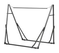 Outsunny Support de Hamac Pliable, Cadre de Hamac Portable 2-en-1 Réglable avec Sac de Transport et Structure en Acier, Noir