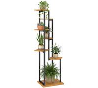 Outsunny Support de plantes à 7 étages de 130 cm de haut - Étagère à plantes en bois à plusieurs étages - Pour salon, jardin, balcon - Marron clair