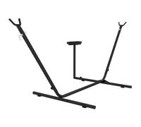 Outsunny Support Pied de hamac avec Porte-gobelet, Structure Robuste métal époxy Noir dim. 305L x 129l x 109H cm, 150kg sans hamac