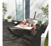 Outsunny Support Pied de hamac Structure Robuste métal époxy, longueur 360 cm pour hamacs de 270 à 330 cm, gris Description:À la recherche d'un hamac sans avoir l'endroit idéal pour l'accrocher ? Grâc