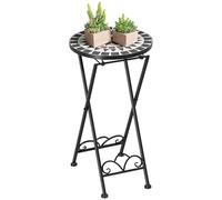 Outsunny Support pour plantes Ø 36 x 67 cm - Support de plantes pliable rond pour balcon, mosaïque de pierre, jardin, intérieur et extérieur - Multicolore