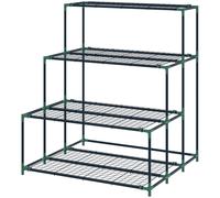Outsunny Support pour plantes 4 niveaux, présentoir à fleurs 110 cm avec 24 clips, étagère à plantes en acier Vert foncé