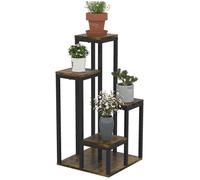Outsunny Support pour plantes étagère à fleurs 4 étagères différentes hauteurs structure acier - 40 x 40 x 81 cm noir