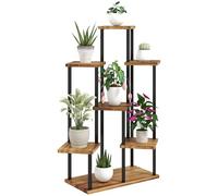 Outsunny Support pour plantes à 5 niveaux pour intérieur et extérieur, étagère d'angle en bois d'acier pour plusieurs plantes, support de fleurs haut pour jardin, terrasse, balcon, salon, finition