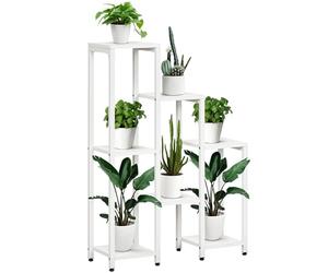 Outsunny Support pour plantes avec 7 étagères - Étagère à fleurs - Étagère de jardin pour salon, coin, balcon - Charge maximale : 2 kg (chaque niveau) - Blanc - 65 x 23 x 94,5 cm