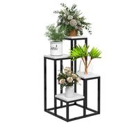 Outsunny Support pour plantes en acier, étagère pour fleurs, étagère pour plantes Escalier pour fleurs avec 4 niveaux, support pour fleurs, escalier pour plantes pour jardin, balcon, blanc, 34 x 34 x 