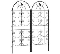 Outsunny Support pour plantes grimpantes avec oiseaux lot de 2 treillis de jardin pour légume vigne fleur métal 50 x 120 cm noir