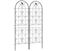 Outsunny Support pour Plantes grimpantes avec Oiseaux, Lot de 2, Treillis de Jardin, pour légumes, vignes, Fleurs, en métal, 50 x 150 cm, Noir