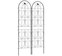 Outsunny Support pour Plantes grimpantes avec Oiseaux, Lot de 2, Treillis de Jardin, pour légumes, vignes, Fleurs, en métal, 50 x 180 cm, Noir
