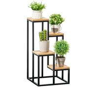 Outsunny Porte-plantes Style industriel 4 étagères - 34x34x66 cm - Métal sapin verni