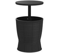 Outsunny Table à glacière 3 en 1, Table de Cocktail avec Seau à Glace, Plateau télescopique, pour bière, vin, Cocktails, Jardin, Ø 49 x 58-84 cm, Noir