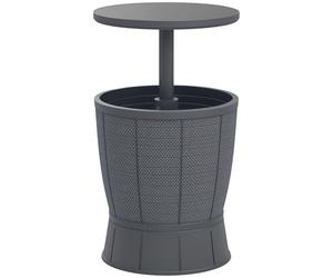 Outsunny Table à glacière 3 en 1, Table de Cocktail avec Seau à Glace, Plateau télescopique, pour bière, vin, Cocktails, Jardin, Ø 49 x 58-84 cm, Gris