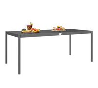 Outsunny Table à Manger de Jardin en Acier, Table de Jardin pour 8 Personnes avec Plateau à Lattes rectangulaire, Anti-Rouille et résistante aux intempéries, pour Patio, terrasse, Gris foncé