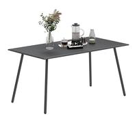 Outsunny Table de jardin pour 6 personnes – Plateau à lattes en acier anti-rouille, Gris