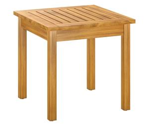 Outsunny Table Basse de Jardin Carrée en Bois d'Acacia Massif, avec Plateau à Lattes, Pieds Réglables, Table d'Appoint pour Extérieur Balcon, 48x48x46cm, Naturel