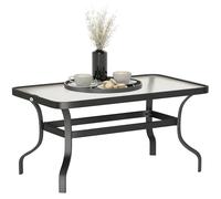Outsunny Table basse de jardin rectangulaire 95 x 55 x 46 cm – plateau en verre trempé ondulé noir