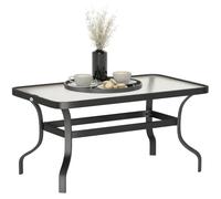 Outsunny Table basse de jardin rectangulaire 95 x 55 x 46 cm – plateau en verre trempé ondulé noir