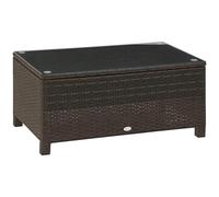 Outsunny Table basse de jardin Plateau verre trempé 5 mm Rotin tressé 85×50×39 cm Max. 50 kg Marron