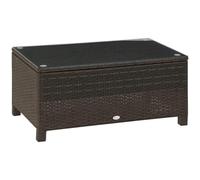 Outsunny Table basse de jardin Plateau verre trempé 5 mm Rotin tressé 85×50×39 cm Max. 50 kg Marron