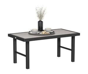 Outsunny Table Basse de Jardin rectangulaire Table de Jardin avec Plateau SPC à Effet Bois pour intérieur/extérieur en métal, 100 x 52 x 46 cm, Effet Bois Gris