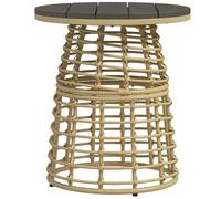 Outsunny Table basse de jardin ronde Résine aspect rotin Métal Plateau composite Ø45×50 cm Naturel