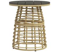 Outsunny Table basse de jardin ronde Résine aspect rotin Métal Plateau composite Ø45×50 cm Naturel