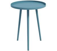 Outsunny Table Basse de Jardin Ronde, Table d'appoint extérieur avec Bord Rond en Acier, dim. Ø40 x 50H cm Bleu