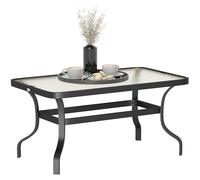Outsunny Table Basse de Jardin Table d'appoint de Patio rectangulaire avec Plateau en Verre trempé Design à ondulations, pour extérieur, terrasse, Balcon, 95 x 55 x 46 cm, Noir
