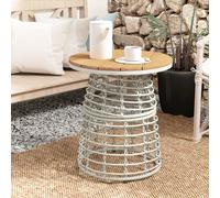 Outsunny Table basse de jardin table d'appoint extérieur ronde en résine aspect rotin acier et plateau composite Ø45 x 50 cm gris