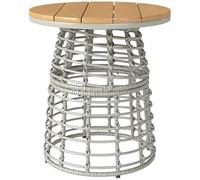 Table Basse De Jardin Table D'appoint Extérieur Résine Aspect Rotin Métal Gris