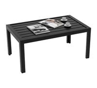 Outsunny Table Basse de Jardin Table d'Appoint Rect.101,5x61x46cm Noir | Cadre en Acier, Plateau à Lattes, pour Extérieur, Terrasse, Balcon, Patio