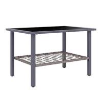 Outsunny Table Basse d'extérieur en rotin, Table d'appoint rectangulaire avec Plateau en Verre trempé, étagère de Rangement, Repose-Pieds, Meubles de Jardin pour terrasse, Balcon, Gris mélangé