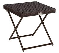 Outsunny Table basse pliable de jardin style cosy chic dim. 40L x 40l x 40H cm métal époxy résine tressée imitation rotin marron