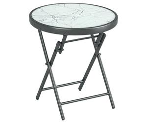 Outsunny Table Basse Pliante Table Bistrot Extérieur Ronde 45 cm Blanc