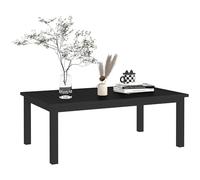 Outsunny Table basse rectangulaire de jardin 100×60×37cm plateau lattes alu noir antidérapants