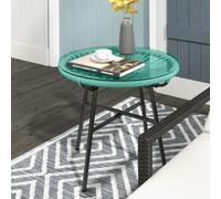 Outsunny Table basse ronde de jardin en résine aspect rotin métal et plateau verre trempé Ø 50 x 50H cm