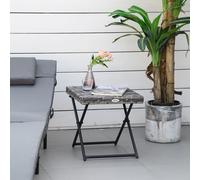 Outsunny Table basse table de jardin table pliante style cosy chic dim. 40L x 40l x 40H cm métal époxy résine tressée gris | Aosom France