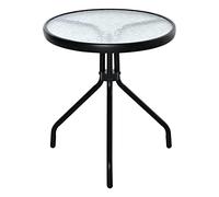 Outsunny Table Bistro de Jardin Table Basse Ronde avec Plateau Verre trempé métal époxy Ø 50 x 55H cm Noir
